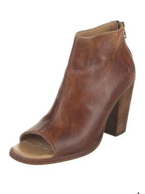 Bed Stu Cobblers Series Onset Peep Toe Distressed Brown Leather Ankle Boot - 9.5